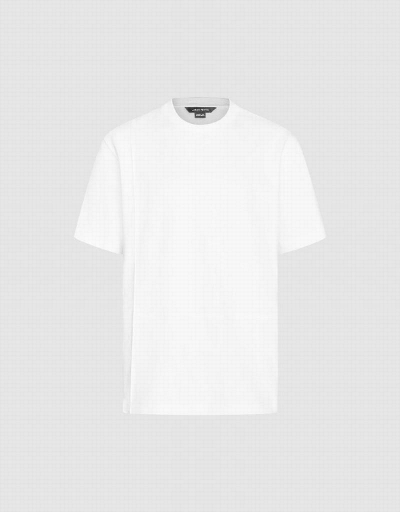 White Men's Urban Revivo Crew Neck Straight T Shirts | VJN7265GR