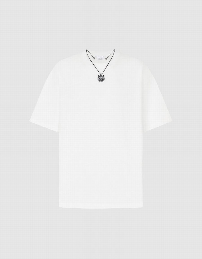 White Men's Urban Revivo Drop Shoulder Sleeve T Shirts | WPE2241NS