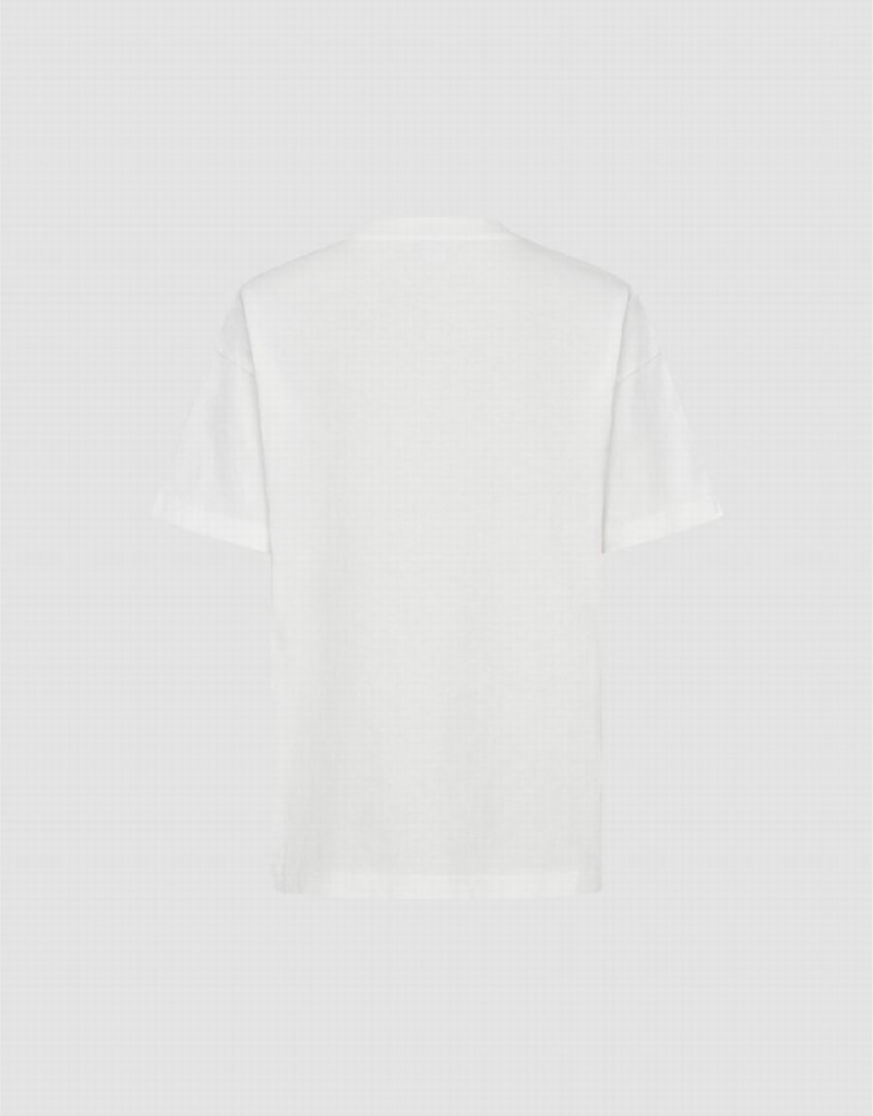 White Men's Urban Revivo Pocket Patched Crew Neck T Shirts | FAI8431UJ