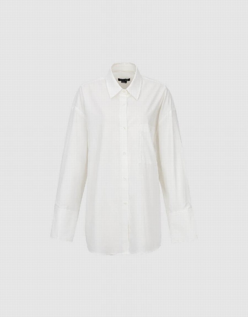 White Women's Urban Revivo Button Up Oversized Shirts | BUT7273OQ