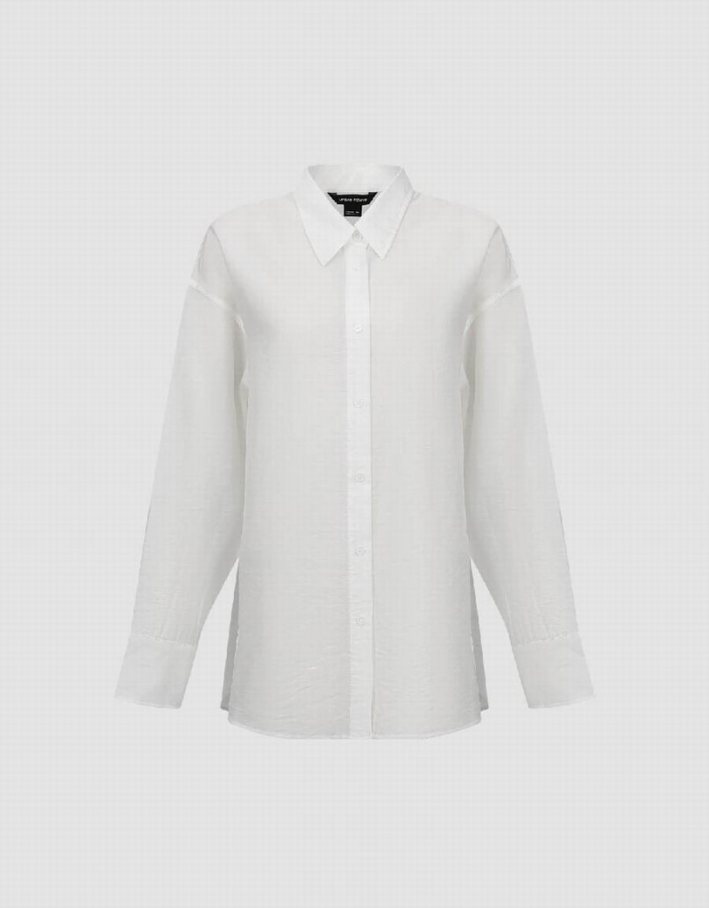 White Women's Urban Revivo Button Up Straight Shirts | SKQ4926YV