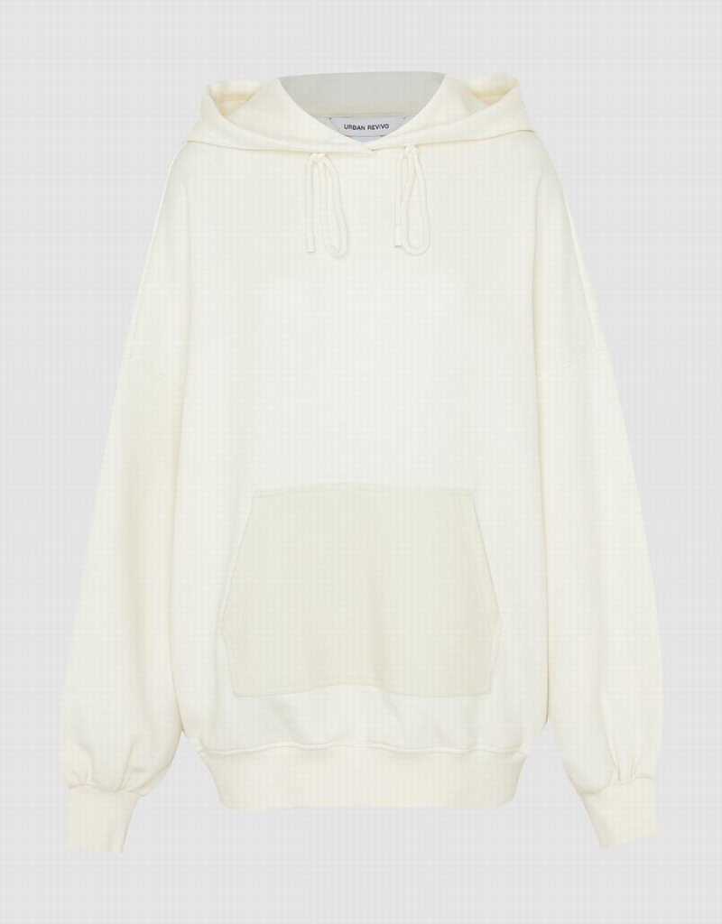 White Women's Urban Revivo Hooded Oversized Sweatshirts | NJH2961AI