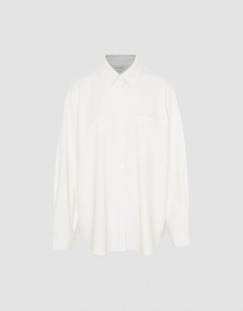 White Women's Urban Revivo Press Buttoned Oversized Shirts | AOJ238AG