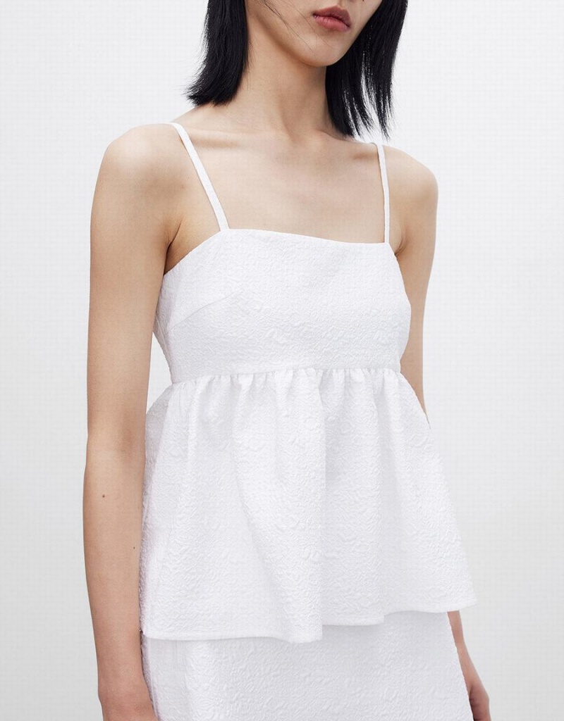 White Women's Urban Revivo Ruffle Hem Cami Tank Top | QYH699KY