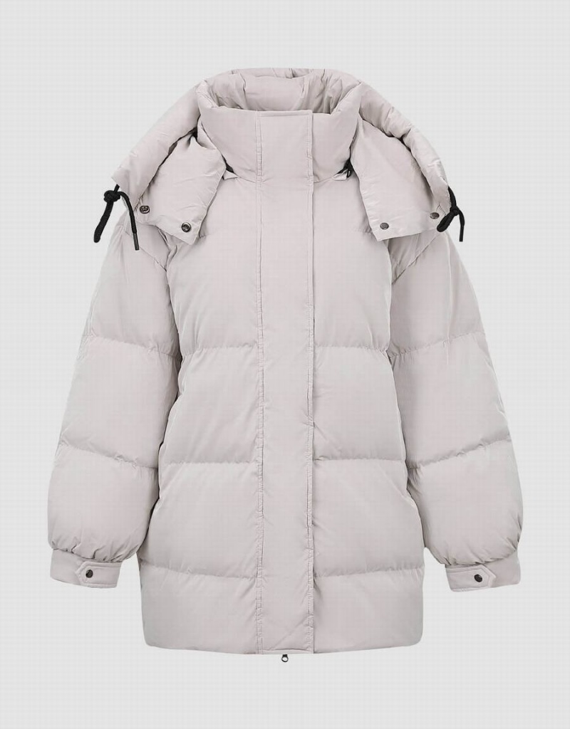 White Women's Urban Revivo Stand Collar Down Jackets | PTP1723LM