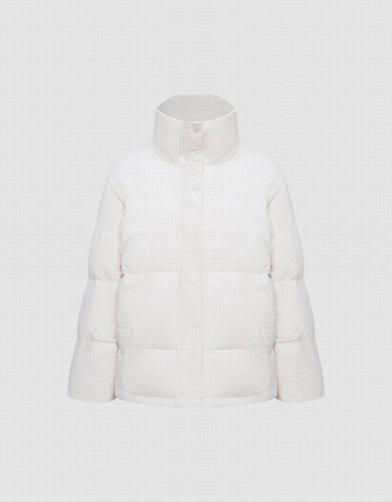 White Women's Urban Revivo Textured Down Down Jackets | CNI9828GD