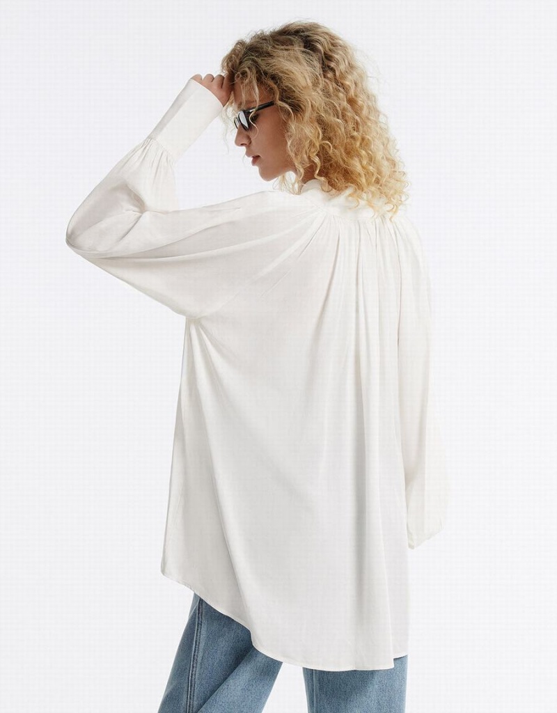 White Women's Urban Revivo Tie Front Blouse | NUL8452UX