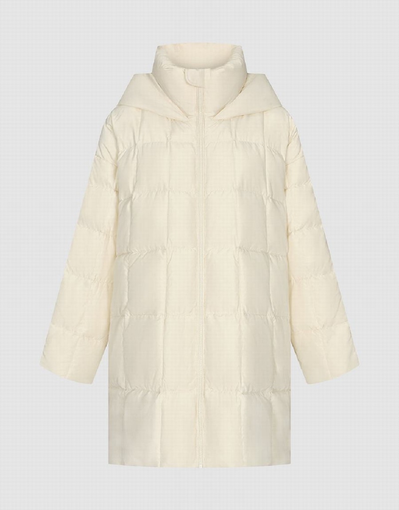 White Women's Urban Revivo Zipped Hooded Down Jackets | GFS6141JI