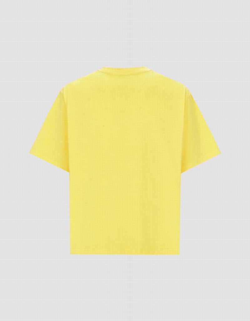 Yellow Men's Urban Revivo Letter Detail Crew Neck T Shirts | ZCJ5238XN